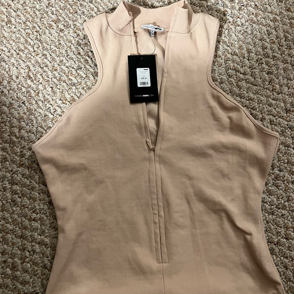 Tank ribbed bodysuit with thong bottom